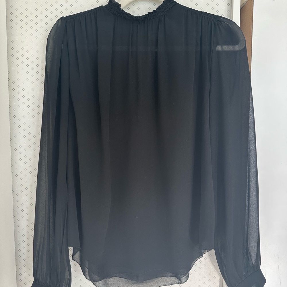 Aritzia Wilfred Black Mock Nexk Sheer Long Sleeve Blouse
